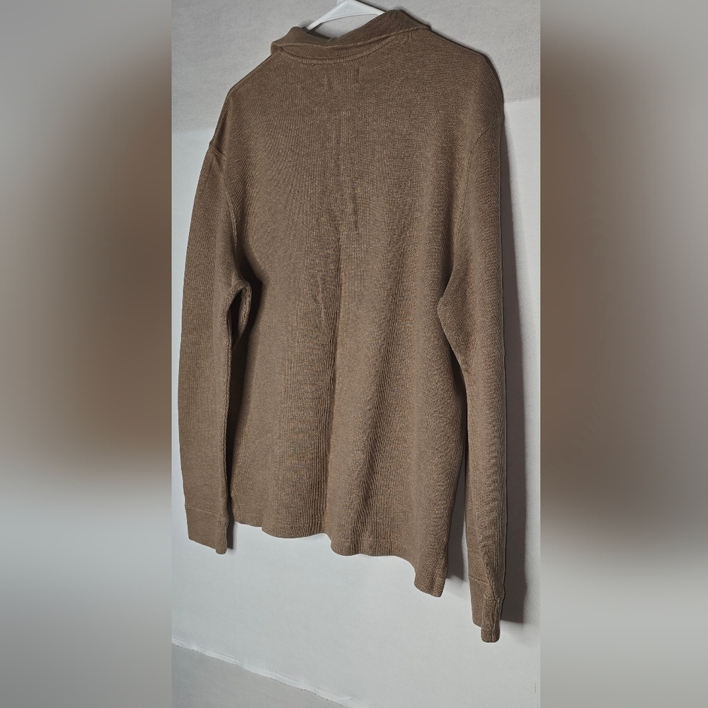 Vtge Polo Ralph Lauren 1/4 Zip Pullover Sweater Light Brown With Navy Pony Large - Picture 5 of 7